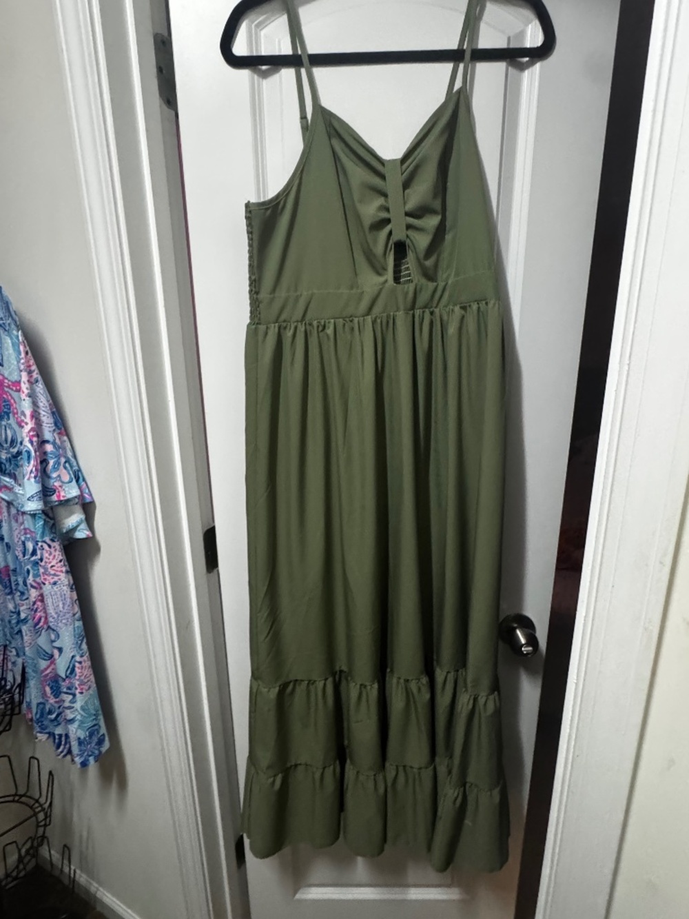 Smocked back green dress